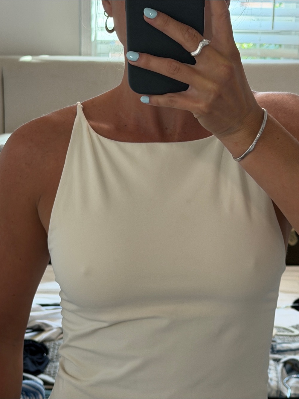 Free People Cream High-Neck Halter Cami
